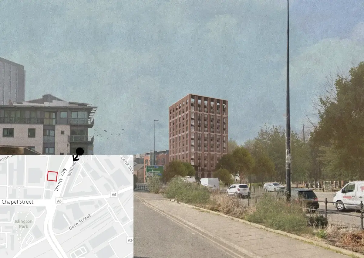 A photograph showing one of the key views of the proposed development location